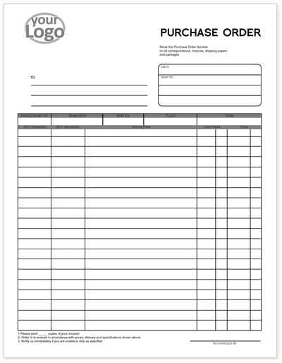 Purchase Order Carbonless Forms - Free Template